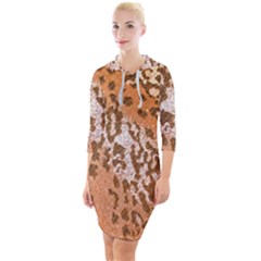 Leopard-knitted Quarter Sleeve Hood Bodycon Dress by skindeep