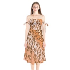 Leopard-knitted Shoulder Tie Bardot Midi Dress by skindeep