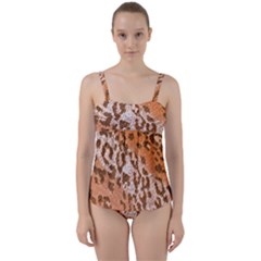 Leopard-knitted Twist Front Tankini Set by skindeep