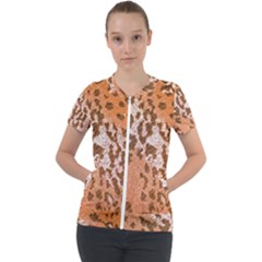 Leopard-knitted Short Sleeve Zip Up Jacket by skindeep