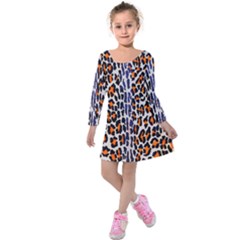 Fur-leopard 5 Kids  Long Sleeve Velvet Dress by skindeep