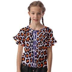 Fur-leopard 5 Kids  Cut Out Flutter Sleeves