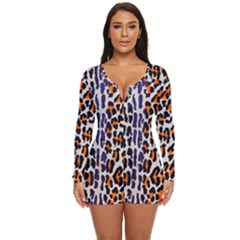 Fur-leopard 5 Long Sleeve Boyleg Swimsuit