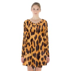 Fur 5 Long Sleeve Velvet V-neck Dress by skindeep