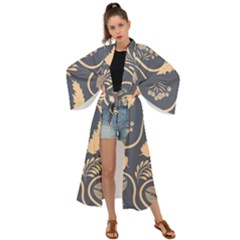 Folk Flowers Pattern  Maxi Kimono by Eskimos