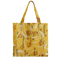 Folk Flowers Pattern  Zipper Grocery Tote Bag by Eskimos