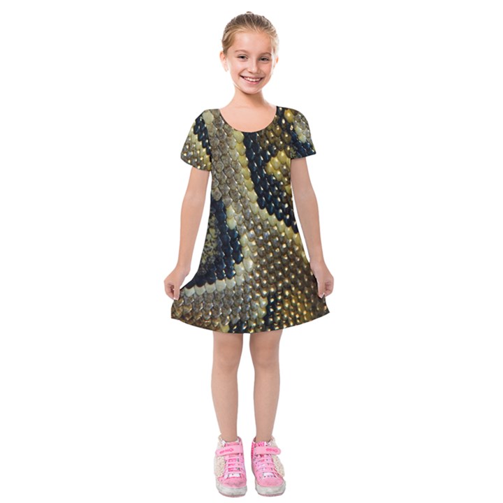Leatherette Snake 2 Kids  Short Sleeve Velvet Dress