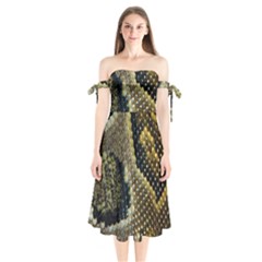 Leatherette Snake 2 Shoulder Tie Bardot Midi Dress by skindeep