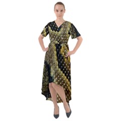 Leatherette Snake 2 Front Wrap High Low Dress by skindeep