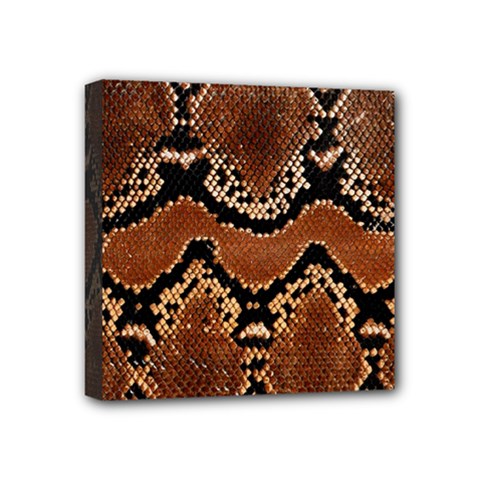 Leatherette Snake 3 Mini Canvas 4  X 4  (stretched) by skindeep