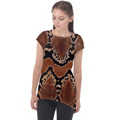 Leatherette Snake 3 Cap Sleeve High Low Top by skindeep