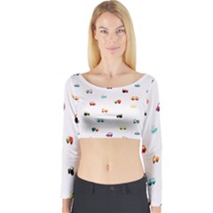 Cute Bright Little Cars Long Sleeve Crop Top by SychEva