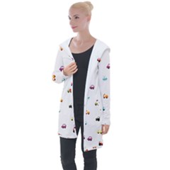 Cute Bright Little Cars Longline Hooded Cardigan by SychEva