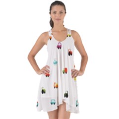 Cute Bright Little Cars Show Some Back Chiffon Dress by SychEva