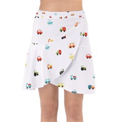 Cute Bright Little Cars Wrap Front Skirt by SychEva