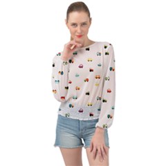 Cute Bright Little Cars Banded Bottom Chiffon Top by SychEva