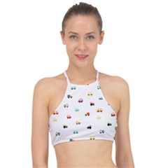 Cute Bright Little Cars Racer Front Bikini Top by SychEva
