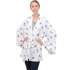 Funny Pugs Long Sleeve Velvet Kimono  by SychEva