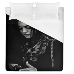 Beauty Woman Black And White Photo Illustration Duvet Cover (queen Size) by dflcprintsclothing