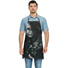 Beauty Woman Black And White Photo Illustration Kitchen Apron by dflcprintsclothing