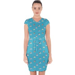 Funny Pugs Capsleeve Drawstring Dress 