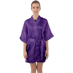 Leather Smooth 18-purple Half Sleeve Satin Kimono  by skindeep