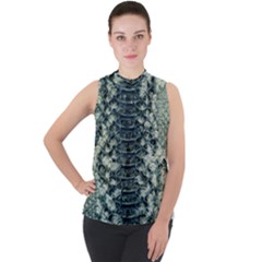 Snake Skin-29 Alt Mock Neck Chiffon Sleeveless Top by skindeep