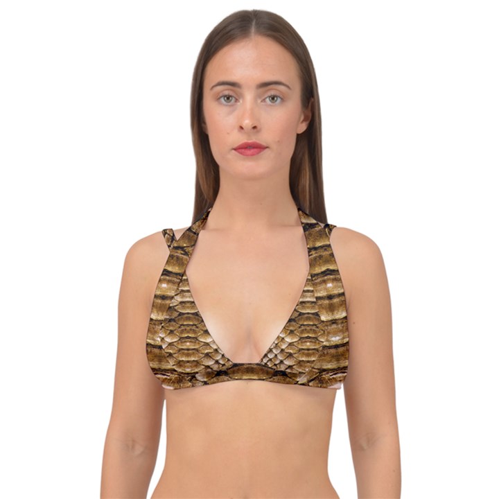 Reptile Skin Pattern 11 Double Strap Halter Bikini Top