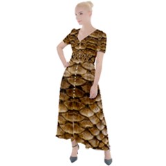 Reptile Skin Pattern 11 Button Up Short Sleeve Maxi Dress