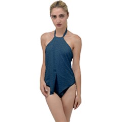 Leatherette 2 Blue Go With The Flow One Piece Swimsuit by skindeep