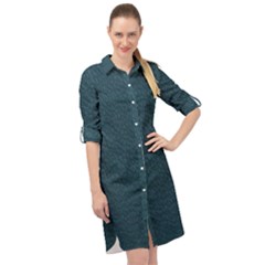 Leatherette 2 Blue Long Sleeve Mini Shirt Dress by skindeep