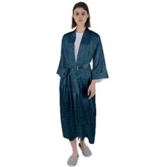 Leatherette 2 Blue Maxi Satin Kimono by skindeep