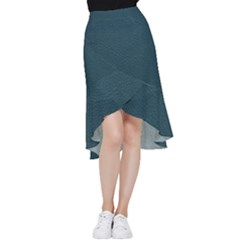 Leatherette 2 Blue Frill Hi Low Chiffon Skirt