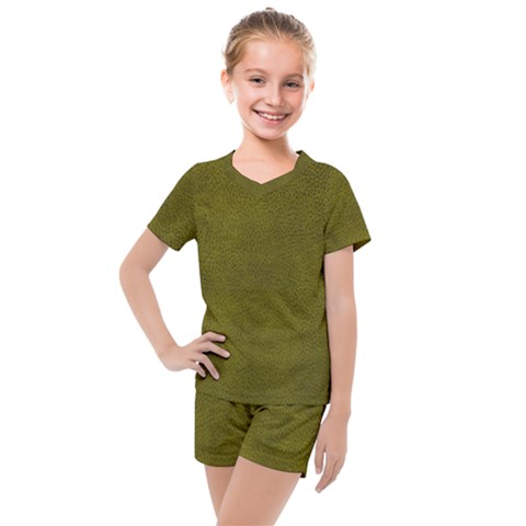 Leatherette 6 Green Kids  Mesh Tee And Shorts Set by skindeep