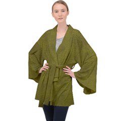 Leatherette 6 Green Long Sleeve Velvet Kimono  by skindeep