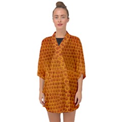 Leatherette 5 Brown Half Sleeve Chiffon Kimono by skindeep
