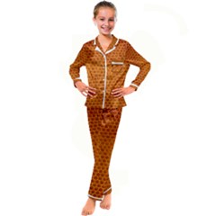 Leatherette 5 Brown Kid s Satin Long Sleeve Pajamas Set by skindeep