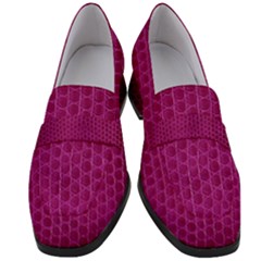 Leatherette 5 Purple Women s Chunky Heel Loafers