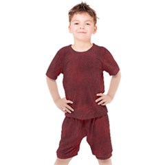 Leatherette 14 Kids  Tee And Shorts Set by skindeep