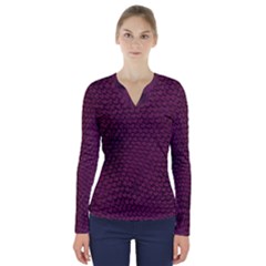 Reptile Skin Pattern 2 V-neck Long Sleeve Top by skindeep