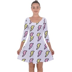 Pattern Cute Flash Design Quarter Sleeve Skater Dress by brightlightarts
