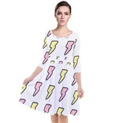 Pattern Cute Flash Design Quarter Sleeve Waist Band Dress by brightlightarts