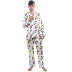 Pattern Cute Flash Design Men s Long Sleeve Satin Pajamas Set by brightlightarts