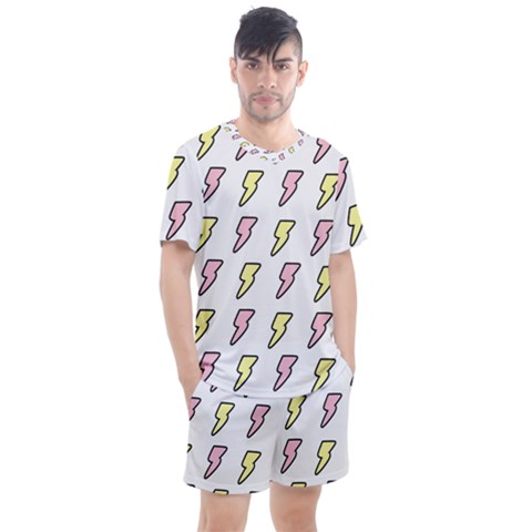 Pattern Cute Flash Design Men s Mesh Tee And Shorts Set by brightlightarts