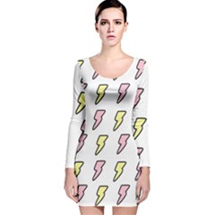 Pattern Cute Flash Design Long Sleeve Velvet Bodycon Dress by brightlightarts