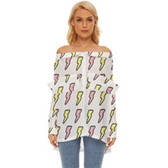 Pattern Cute Flash Design Off Shoulder Chiffon Pocket Shirt by brightlightarts