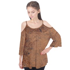 Aged Leather Flutter Sleeve Tee 