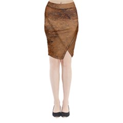 Aged Leather Midi Wrap Pencil Skirt