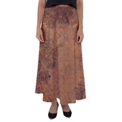 Aged Leather Flared Maxi Skirt
