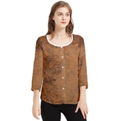 Aged Leather Chiffon Quarter Sleeve Blouse